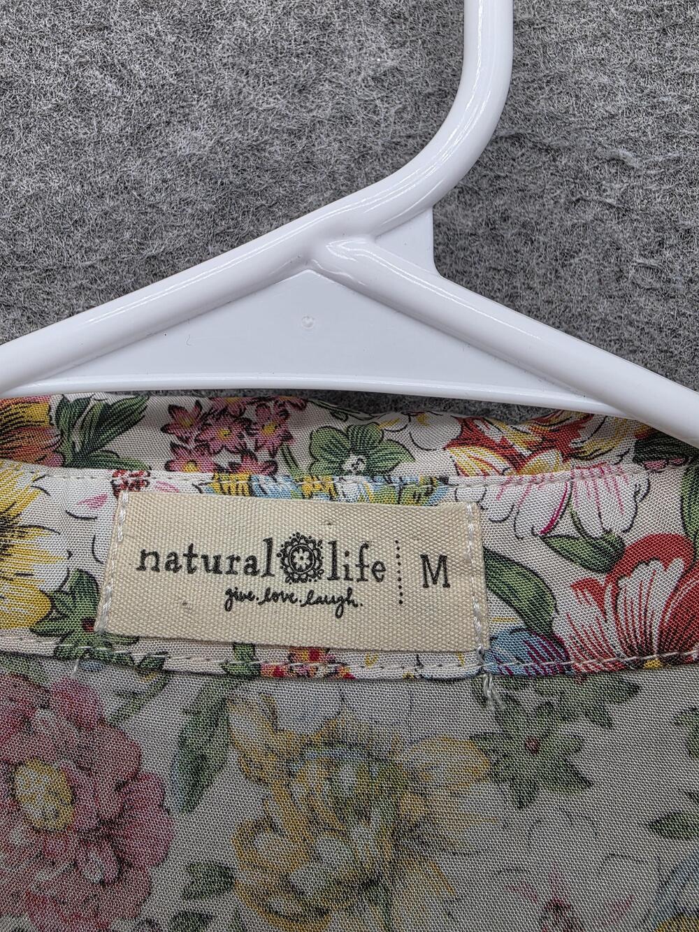 Natural Life Dress Womens M Multicolor Maxi Shirt Collared Floral Boho Rayon - Picture 2 of 6